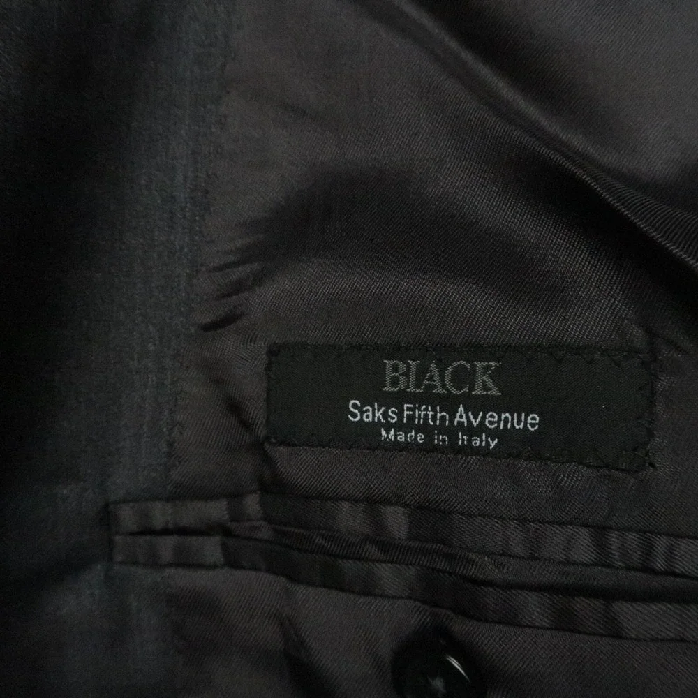 Saks Fifth Avenue Blazer Mens 42L Gray‎ Slim Fit Ermenegildo Zegna Wool Silk